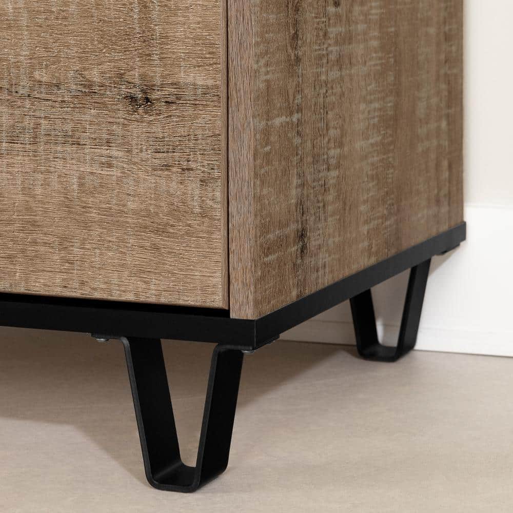 Weathered Oak Farmhouse Double Dresser with Metal Accents