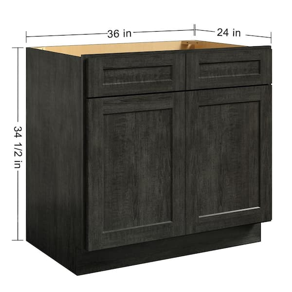 36 in. W. x 24 in. D x 34.5 in. H in Shaker Grey Plywood Ready to Assemble Sink Base Cabinets with Shelf