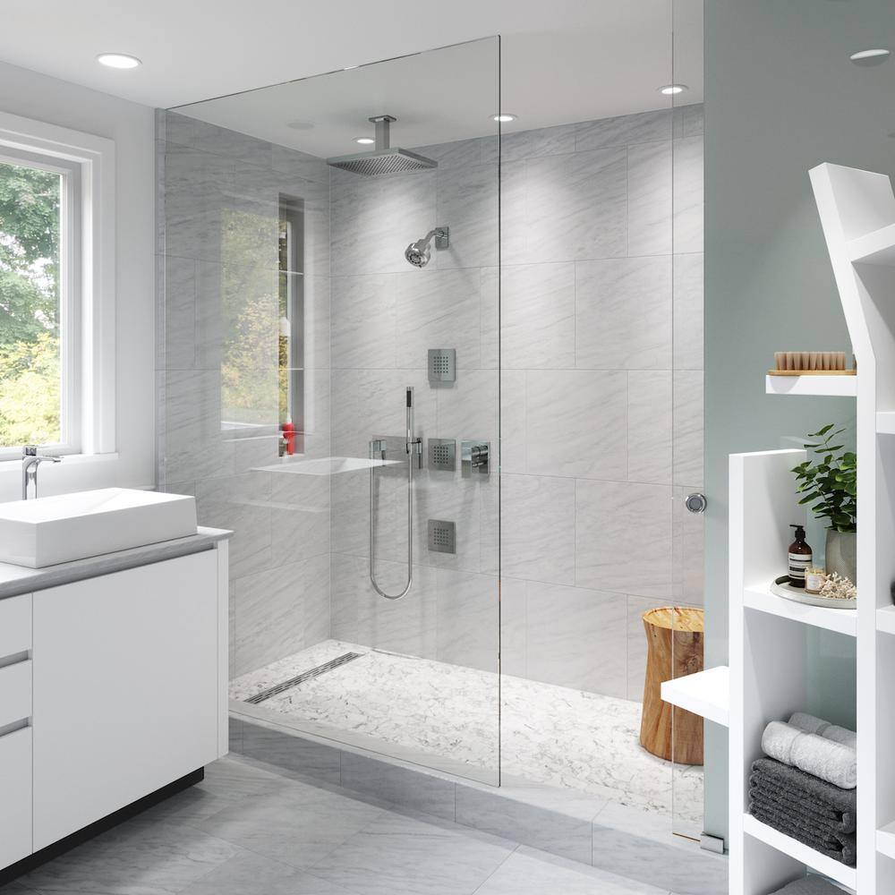 24" Polished Chrome Linear Shower Drain with Offset Grate