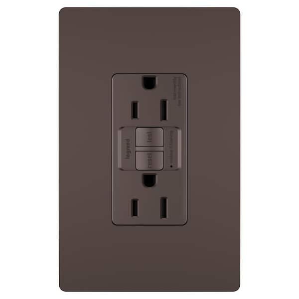 Legrand radiant 15 Amp 125-Volt Tamper Resistant GFCI Residential/Commercial Decorator Duplex Outlet and Wall Plate, Dark Bronze