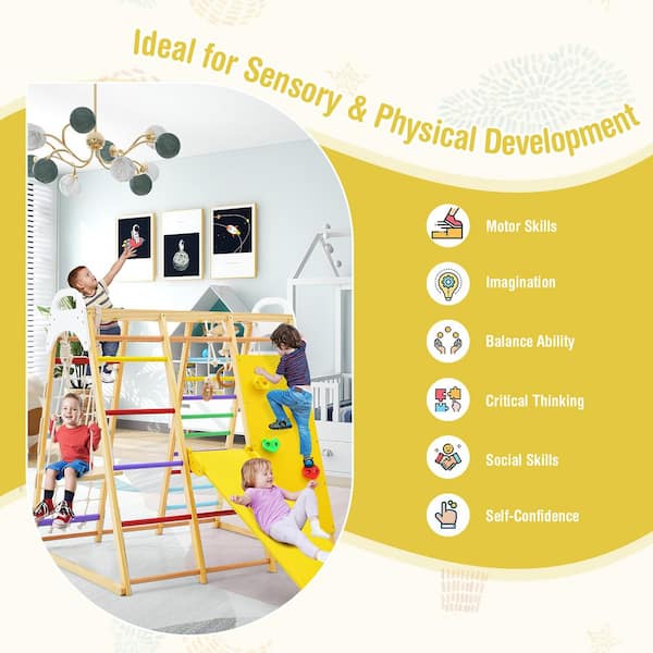 Costway 8-in-1 Jungle Gym Playset, Wooden Climber Play Set with Monkey Bars  Colorful TS10065CL - The Home Depot