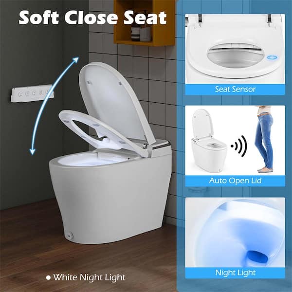 Costway Smart Elongated Bidet Toilet with 4-Level Heating & Auto Functions