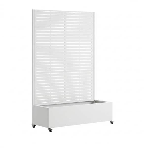 73-inch x 47-inch x 16-inch metal elevated garden bed with plant stand, drainage holes, lockable wheels, and privacy scr
