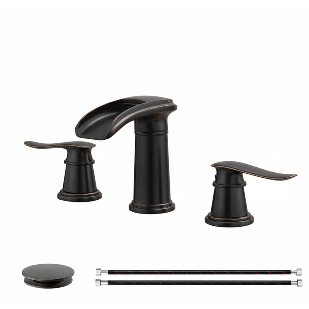 8 in. Widespread 2-Handle Waterfall Bathroom Sink Faucet with Drain Kit and Ceramic Valve in Oil Rubbed Bronze price history on PriceWatchPro