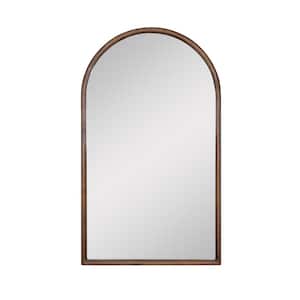 Arched Wood Wall Mirror 23.62 in. W x 40.16 in. H Wood Frame, Dark Natural Wood Finish, Framed Mirror