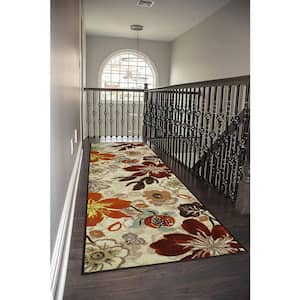 Big Flowers Floral Design Cut to Size Multicolor 26 " Width x Your Choice Length Custom Size Slip Resistant Stair Runner