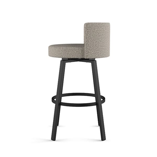 Cristina 26 in. Cream and Brown Boucle Polyester / Black Metal Counter Stool