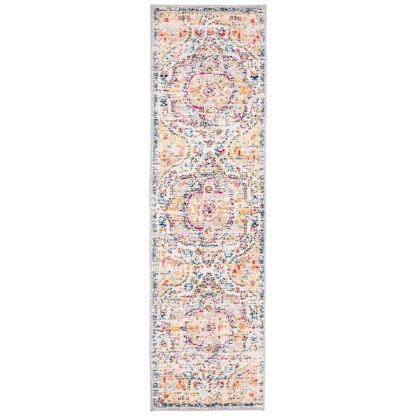 World Rug Gallery Distressed Vintage Bohemian 2 ft. x 7 ft. Gray Runner Rug