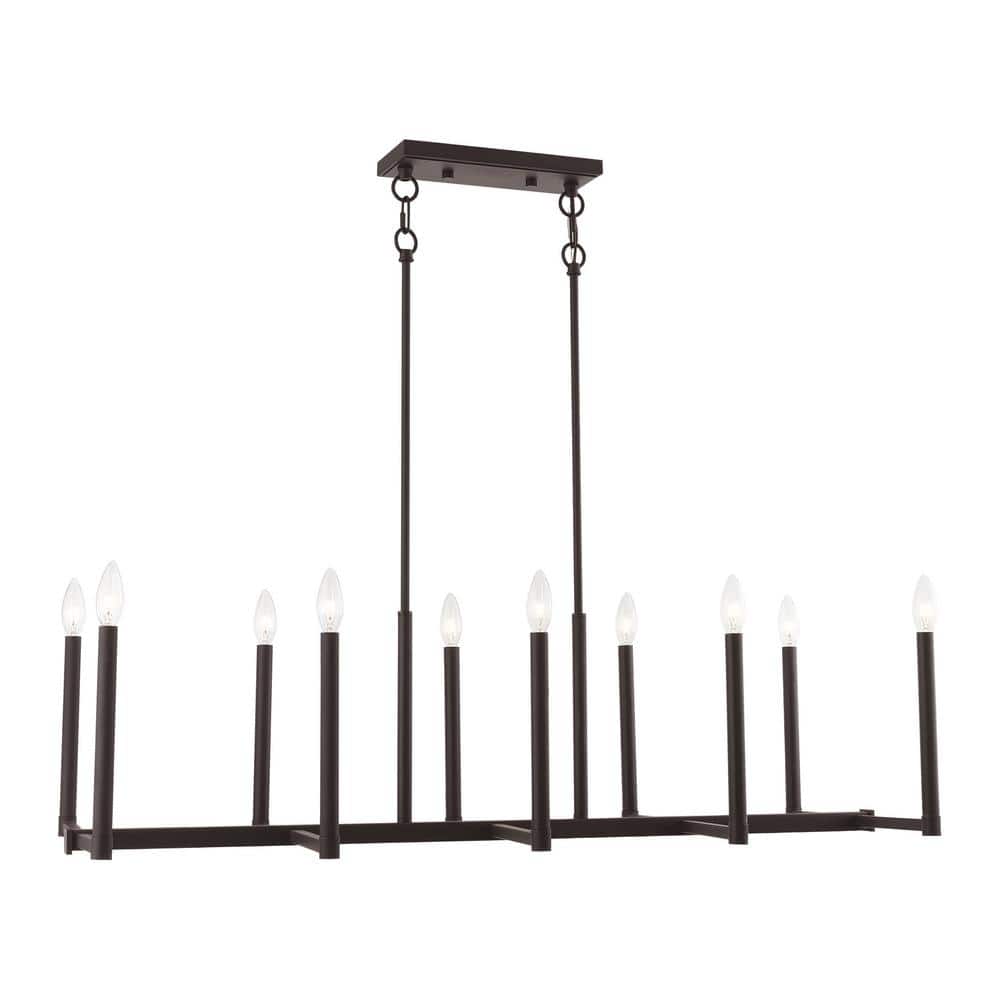 Alpine Bronze 10-Light Linear Steel Chandelier
