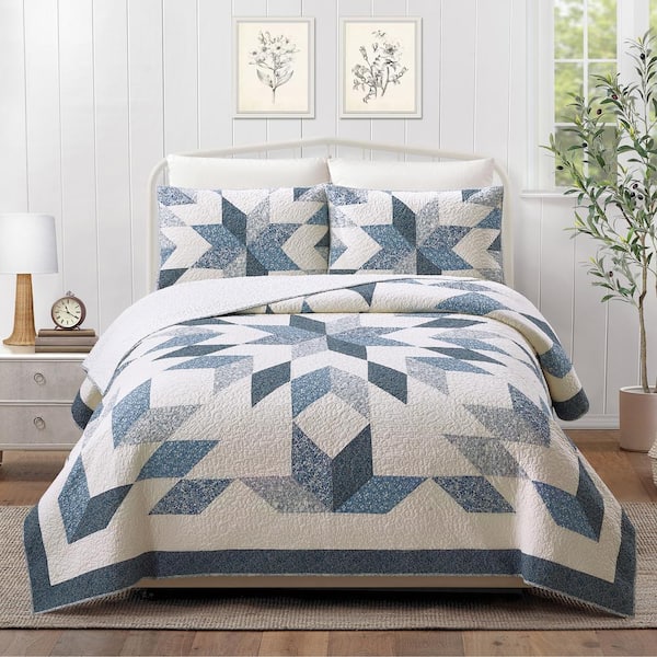 MODERN HEIRLOOM Bright Star 2-Piece Blue Patchwork Cotton Twin