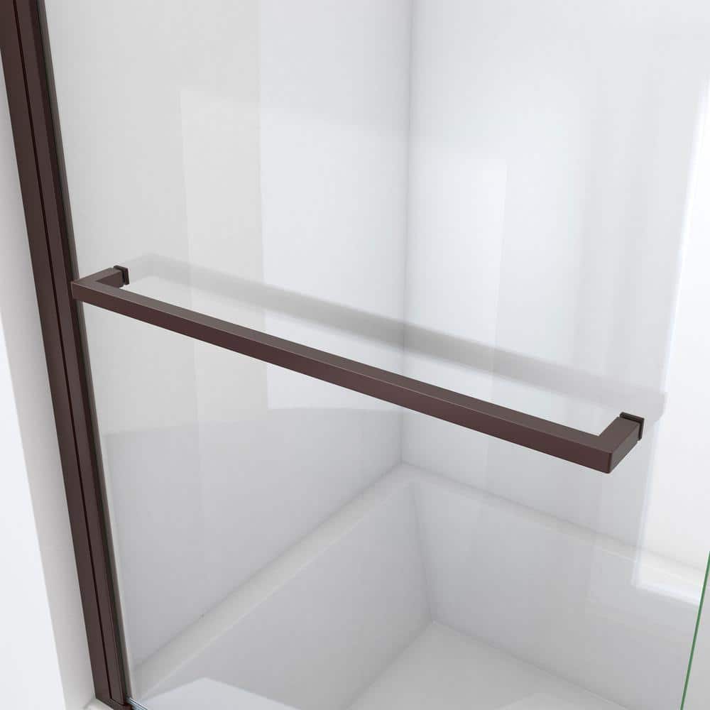 Aqua-Q 58" Frameless Glass Tub Door in Oil Rubbed Bronze