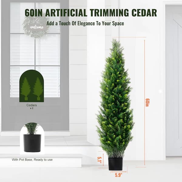 VEVOR Artificial Cedar Topiary Tree, 60 in. Tall with Pot Faux
