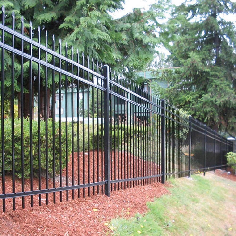 ALEKO 64-Foot Black Steel 8-Panel Straight Top Fence Kit
