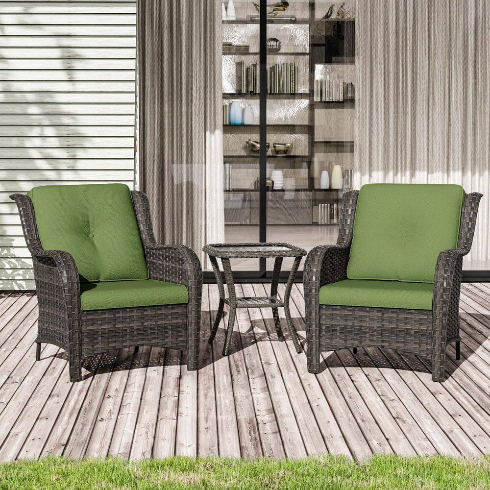 テーブル・チェア・ハンモック YMVERNE Big Unit Table VR-VT-22BUT Gardenbee 3-Piece Wicker Patio Outdoor Lounge Chair Set with