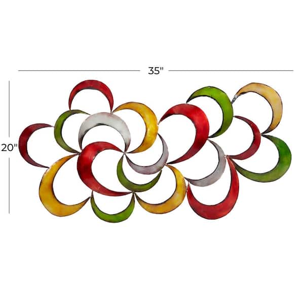 35 in. x 20 in. Metal Multi Colored Scalloped Abstract Wall Decor