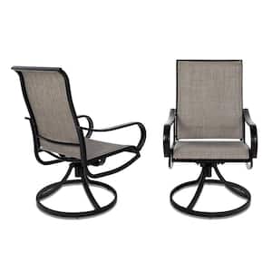 Textilene Mesh Fabric Patio Swivel Chairs Set of 2 Outdoor Metal Rocker Dining Chairs