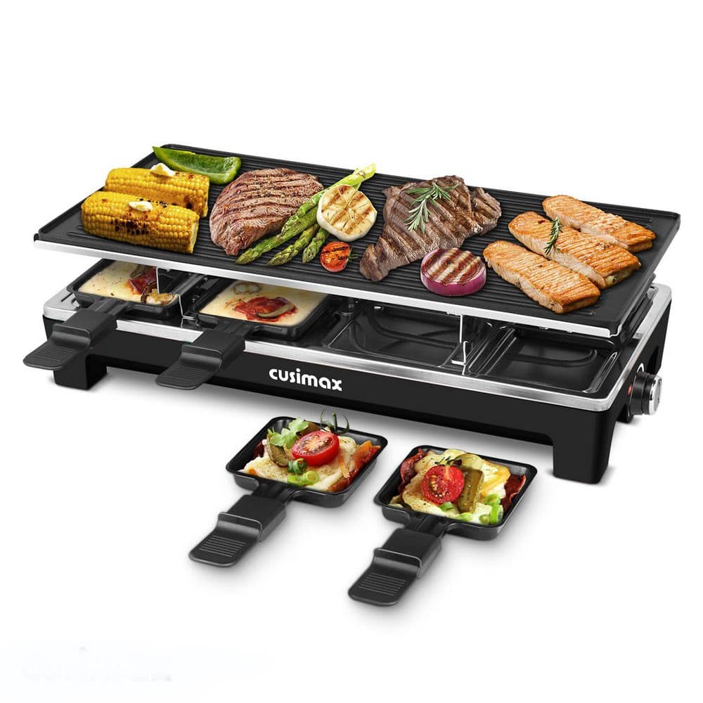 171 sq. in. Black Stainless Steel Removable 2-in-1 Non-Stick Smokeless Electric Indoor Grill with 8-Cheese Melt Pans price history on PriceWatchPro