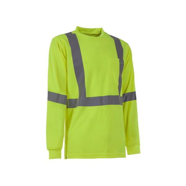 Berne Men's Large Regular Yellow 100% Polyester Hi-Vis Type R Class 3 Performance Long Sleeve T-Shirt