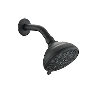 6-Spray Patterns 1.8 GPM 4.72 in. Wall Mount Fixed Shower Head with Easy To Install in Matte Black