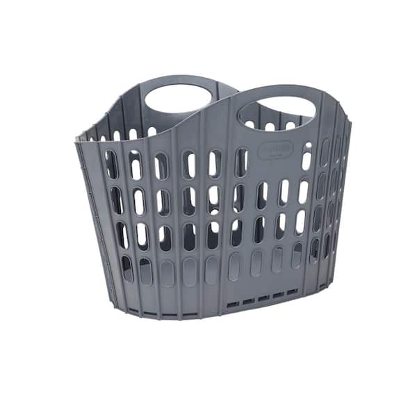 Mind Reader 38 Gal. Gray Collapsible Plastic Laundry Basket