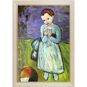 Child Holding a Dove by Pablo Picasso Constantine Framed People Oil Painting Art Print 28.5 in. x 40.5 in.