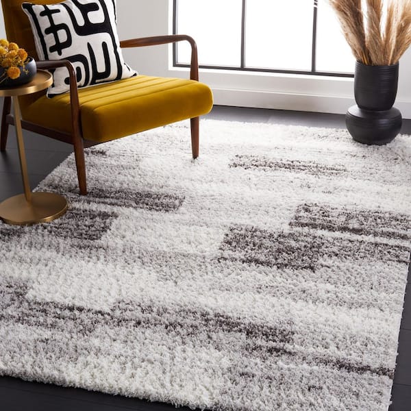 Berber Shag Grey/Light Grey 8 ft. x 10 ft. Distressed Area Rug