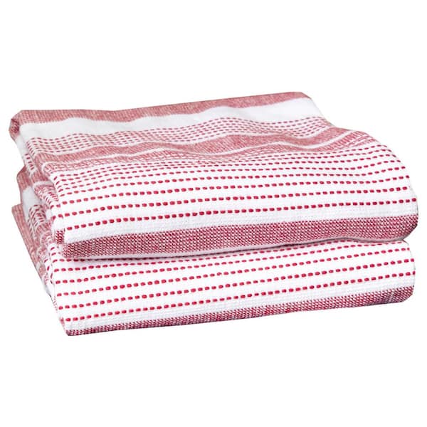 All-Clad Stripe Dual Sided Woven Kitchen Towel, Set of 3 - Cornflower