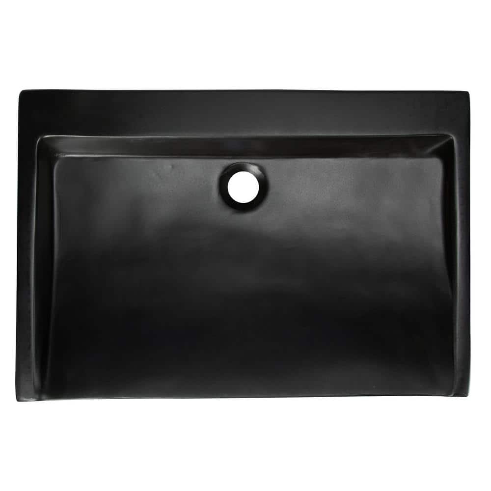 Eden Black Concrete Rectangular Undermount Bathroom Sink