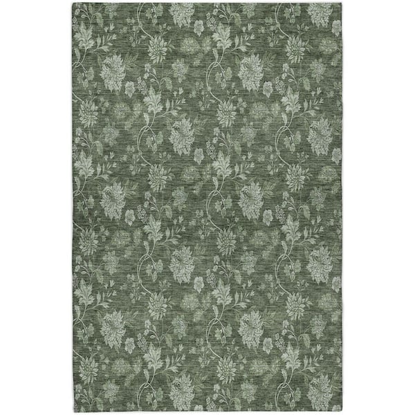 Dream Shag Premium Machine Washable Abstract ADS680 Olive 8 ft. x 10 ft. Area Rug
