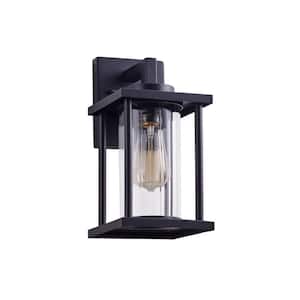1-Light Black Outdoor Wall Lantern Sconce Porch Barn Light with Clear Glass