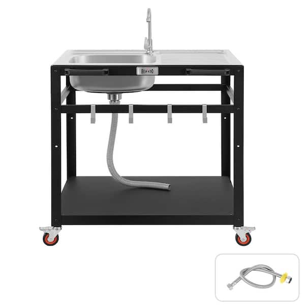 35 in. Stainless Steel Modular Outdoor Kitchen Island Sink Outdoor Food Prep Table Cart