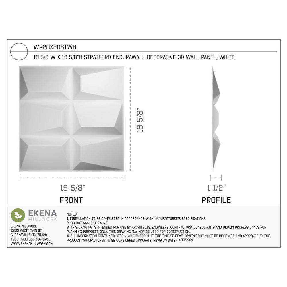 White Textured 3D PVC Decorative Wall Panel 19.63" x 19.63"