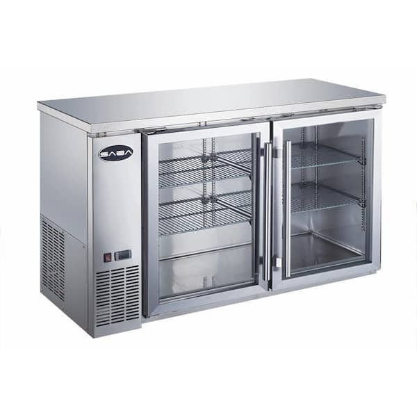 SABA 60 in. W 15.8 cu. ft. Commercial Under Back Bar Cooler Refrigerator with Glass Doors in Stainless Steel