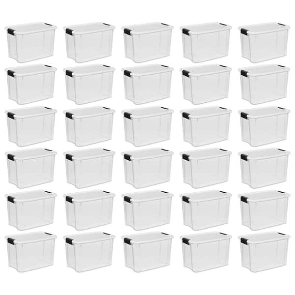 Sterilite 30 Qt. Ultra Latch Clear Storage Box with White Lid (30 Pack)