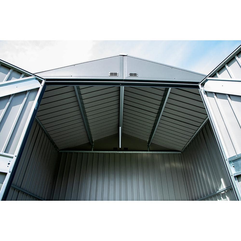 Elite 8' x 6' Gray Steel Storage Shed with Swing Doors