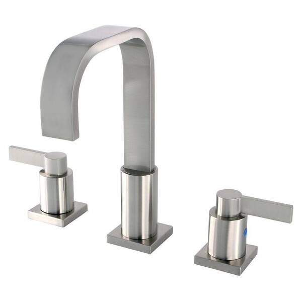 Kingston Brass Modern 8 in. Widespread 2-Handle High-Arc Bathroom Faucet in Brushed Nickel
