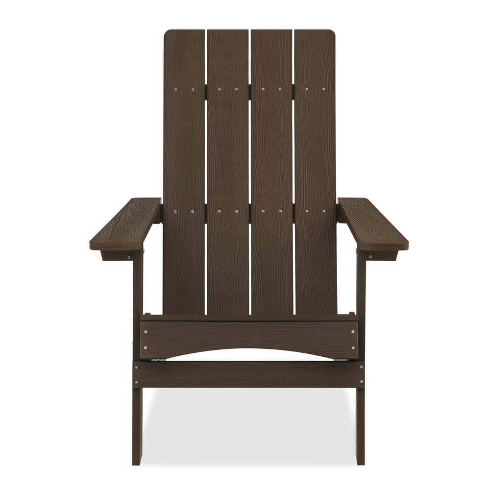 LUE BONA Brown Plastic Modern Folding Adirondack Outdoor Chair, Patio Chairs FLOBR0075 The