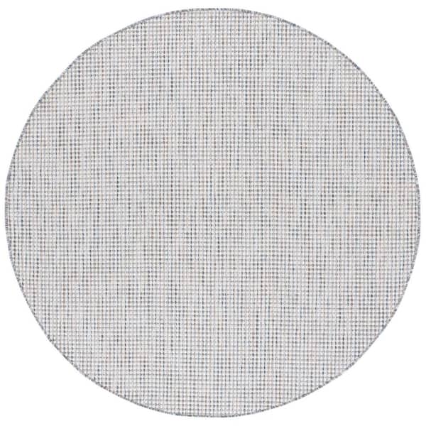 Courtyard Ivory/Beige Gray 7 ft. x 7 ft. Woven Geometric Indoor/Outdoor Round Area Rug