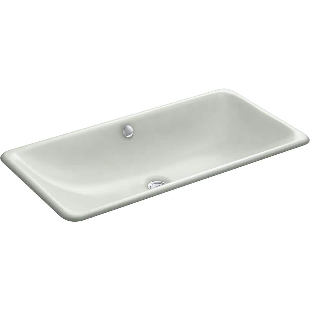 Sea Salt Enameled Cast Iron Trough Dual-Mount Bathroom Sink