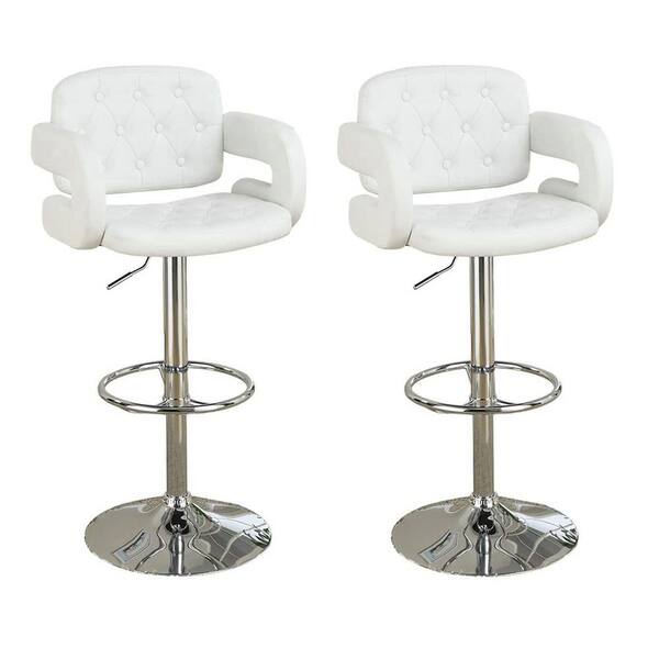 White plastic bar discount stools with backs