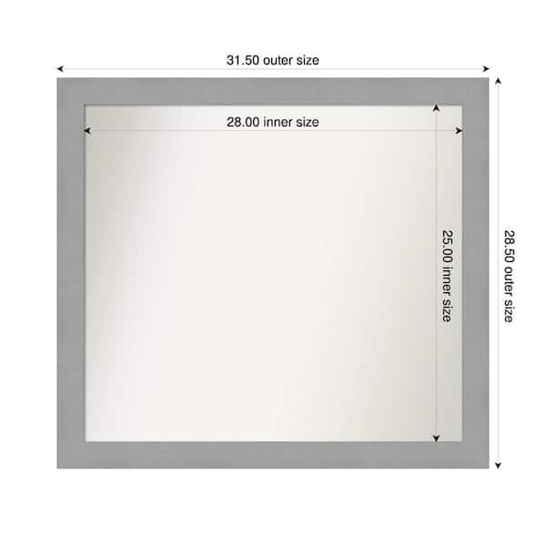 Amanti Art Brushed Nickel 31.5 in. x 28.5 in. Custom Non-Beveled Recycled Polystyrene Framed Bathroom Vanity Wall Mirror