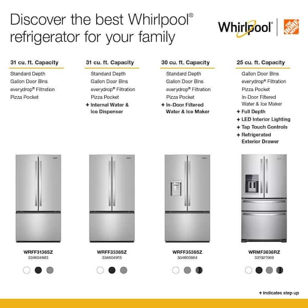Whirlpool 36 in. 31 cu ft. Standard Depth French Door Refrigerator
