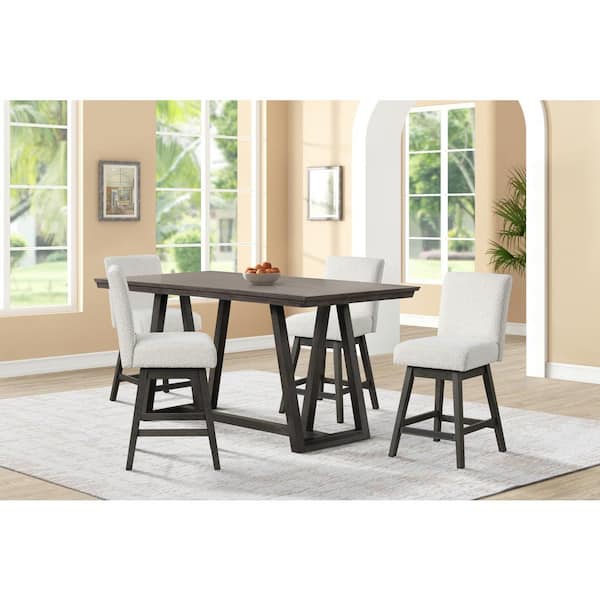 NEW CLASSIC HOME FURNISHINGS High Line 5-Piece White Wood Top Counter Table Set with Swivel Stools (Seats-4)
