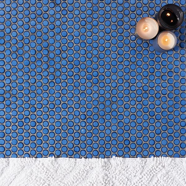 Joy Edged Midnight Blue 12.32 in. x 12.99 in. Polished Ceramic Floor and Wall Mosaic Tile (1.11 Sq. Ft./Each)