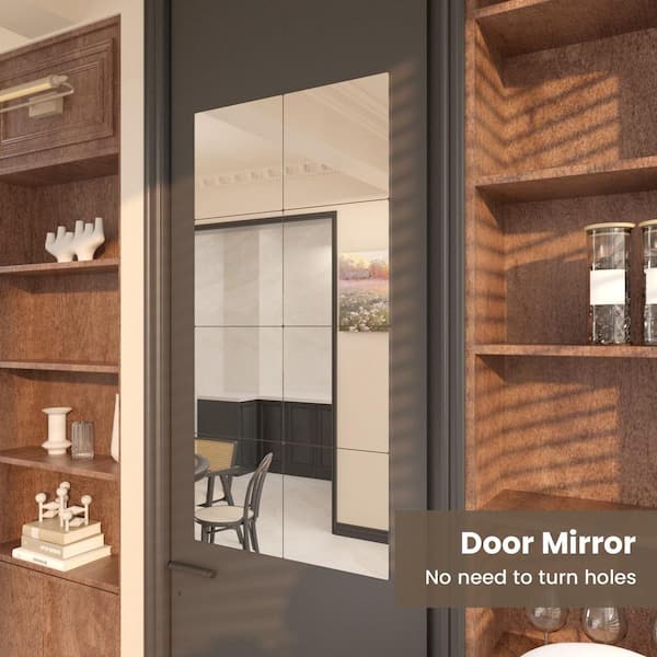 4-Piece 14 in. W x 12 in. H Modern Rectangle Frameless Full Length Wall Mirror Tiles, Stick-on Gym Mirror