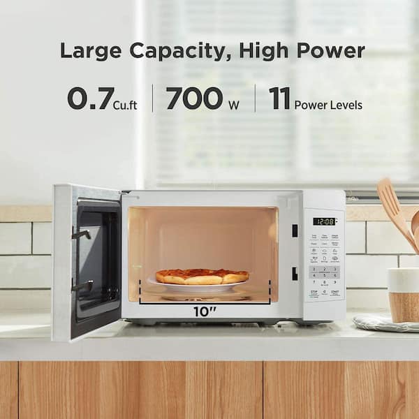 Comfee& Retro Countertop Microwave Oven with Compact Size. Position-Memory Turnt