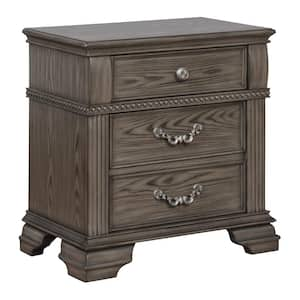 Erminia 2-Drawer Gray Nightstand (29 in. H x 28 in. W x 17 in. D) USB Ports