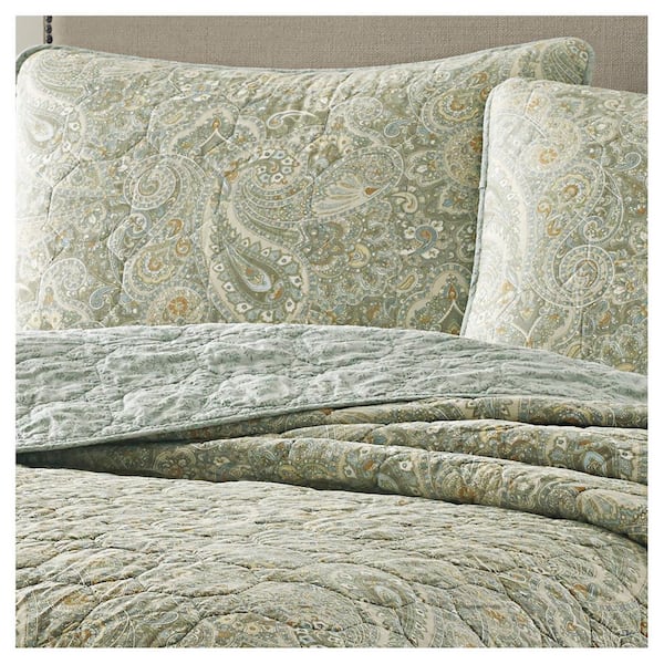 Emilia Green Floral Cotton Quilt Set