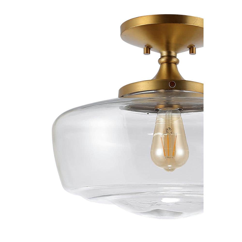 Marfa 17" Brass Gold Glass Farmhouse Modern LED Flush Mount