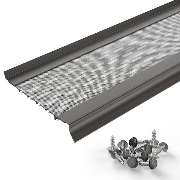Pro [8.5 in. x 1 ft.] Gutter Guard for K-Style, Half Round and Box Gutters, Under Shingle, Aluminum Frame, Terratone